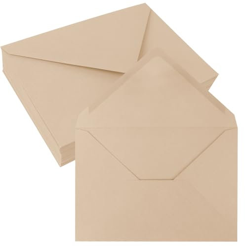 JAGERGREEN 50 Stück Umschläge C6 Braun, 108x159 mm 150 g/m² Briefumschläge A6 Selbstklebend mit Nassklebung, Briefumschlag ohne Fenster, Kuvert für Grußkarten, Geburtstagskarten, Einladungen, Hochzeit