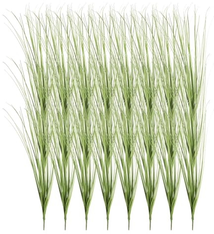 QUARKZMAN 24 Stück künstliche Gras Pflanzen 13,8 Plastik Grün | Fake Weizen Gras Grünery Sträucher, Outdoor künstliche Sträucher Faux Büsche für Haus Garten Front Dekor