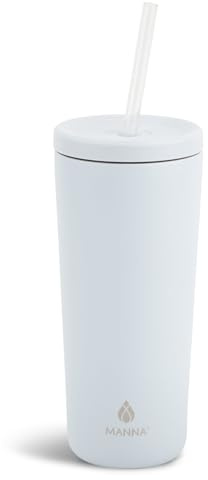 Manna Ranger Double-wall Insulated Stainless Steel Tumbler with Leak-Proof Smart Seal Lid and Reusable Tritan Straw - 24 Oz - Agate