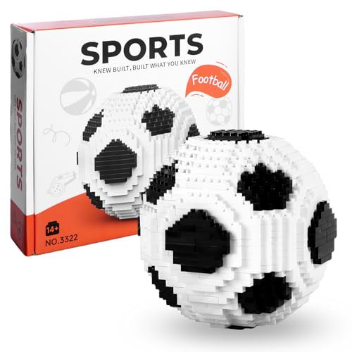 outtshop Fußball Bausteine Set, STEM Pädagogisches Spielzeug, 3D Puzzle Fußball BAU-Set, Bausteine Dekorationen Fussball Geschenke für Erwachsene und Kinder（800 Stück）