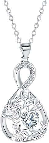 J.MUEN Collar Árbol de la vida Mujer Plata de Ley 925 Colgantes Collar Infinito Regalos para el día de la Madre para Mujeres, Regalos de Cumpleaños.
