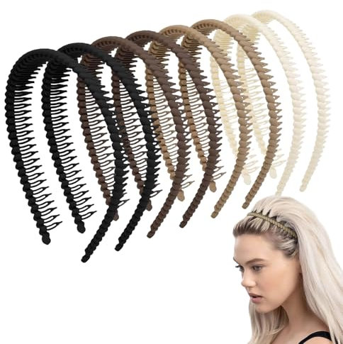 Auiremrti Bandeaux pour femmes, antidérapants, avec dents, bandeaux en plastique avec peigne, serre-têtes noirs fins pour cheveux féminins, accessoires de cheveux à la mode pour femmes