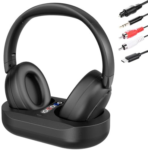 Auriculares inalámbricos para ver la televisión con base de carga, fácil configuración y ajuste cómodo para personas mayores, sin retraso de audio, auriculares Blutooth sin retraso de audio, regalos