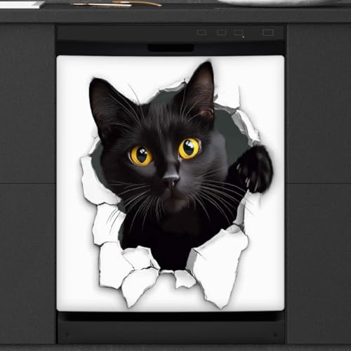 Woltant Magnetischer Deko-Aufkleber für Kühlschrank/Geschirrspüler, Motiv: lustige Katze, 58 x 66 cm