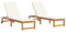 vidaXL Sonnenliegen 2er Set mit Kissen aus massivem Akazienholz in Creme Weiß, verstellbare Rückenlehne für entspannte Stunden draußen, Liegestühle, Gartenmöbel, Terrasse, modernes Bett, Lounge-Sessel
