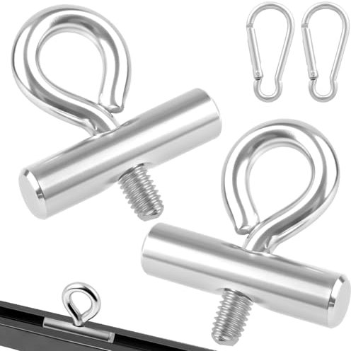 Adiwo 2 Pezzi Bullone a Occhiello, M8 Vite ad Anello in Acciaio Inossidabile 304, Golfari Acciaio Inox con 2 Moschettoni Inox, Anello di Sollevamento Kit di Blocco per Roulotte, Camper, Caravan