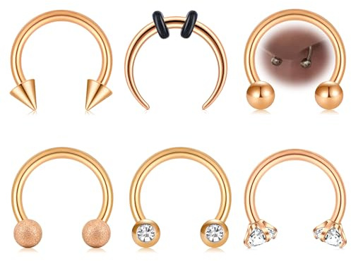 WillTen Mustache Septum Ring Silver Gold Black Septum Ring, 16G Septum Piercing Jewellery Septum Nose Rings Mustache Nose Ring, Septum Jewellery Nose Rings Nose Piercing Jewellery for Women Men
