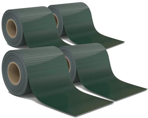 4er Set PVC Sichtschutzstreifen für Doppelstabmatten 4x 35 m x 19 cm inkl. 30 Clips je Rolle | wetterfest, UV-beständig, bruchsicher | Anthrazit, Grau oder Grün | Garten Zaun Blende (Grün)