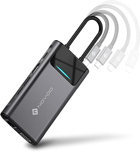 NOVOO 9 in 1 Docking Station 9 porte Hub USB C Adattatore universale a Dual HDMI, PD 100W, USB 2.0 per Lenovo/Dell/HP/ASUS/Microsoft