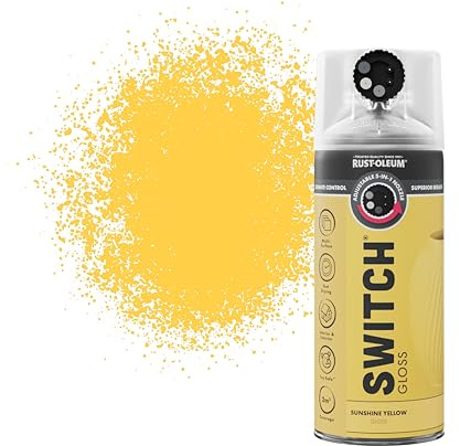 Rust-Oleum Switch 5 in 1 Nozzle Multi Surface Topcoat Decorative Spray Paint Aerosol 400ml Sunshine Yellow Gloss Finish