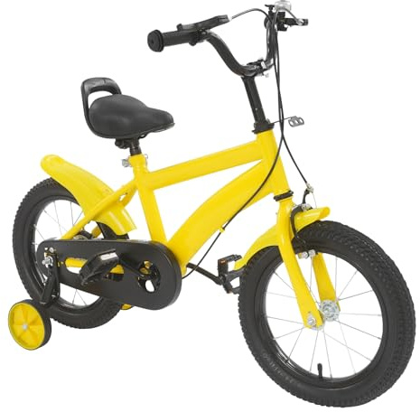 ACROSSPART 14 Zoll Kinderfahrrad, Fahrrad für Jungen und Mädchen mit Stützrädern und Duales Bremssystem, Höhenverstellbares Kinderfahrrad ab 3 Jahre für Schulung, Outdoor Reiten