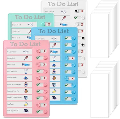 DESPOINA 4 Stück Memo Checklist Boards, to do List Checklist Board mit 20 Trocken Löschen Papier, Tafel Chore Chart für Kinder für Aufgabenplanung Liste für Lernplanung Zeitplan
