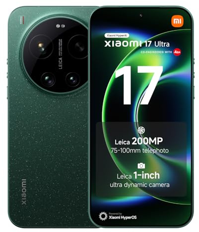 XIAOMI 17 Ultra, Smartphone 16+1024 GB, Téléobjectif Leica 200MP 75–100mm, Capteur LOFIC HDR, HyperAI, Optique Leica APO, Vert, Garantie prolongée d'1 an, Chargeur Non fourni