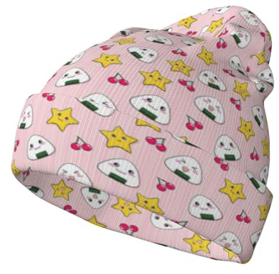 Pidgazdfgv Lovely Rice Ball Beanie-Mütze für Herren und Damen, Laufen, leicht, Totenkopfmütze, Thermo-Mütze, Winter, Arbeitsmütze, Unisex, Schwarz