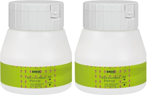 KREUL 48252 - Art Potch Decoupage Colla e Vernice Seta Opaca, 250 ml, a Base d'Acqua, asciuga Rapidamente e Trasparente (Confezione da 2)