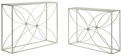 Mauro Ferretti Console Paradise Coppia Metal e Vetro Silver 100x30 cm
