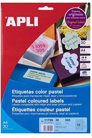 Apli 11799-360 Etiketten, oval, 63,5 x 42,3 mm, Laserdrucker, Kopierer, Tintenstrahldrucker