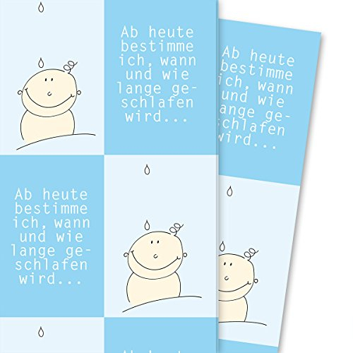 Baby Geschenkpapier Ab jetzt regiere ich. für Geschenke zur Geburt eines Jungen, hellblau (4 Bögen, 32 x 48 cm) Dekorpapier, Papier zum Einpacken, für tolle Geschenk Verpackung