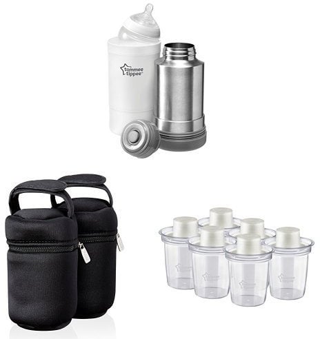 Tommee Tippee Closer to Nature Travel Food Warmer + Insulated Bottle Carriers + Milk Powder Dispensers Bundle