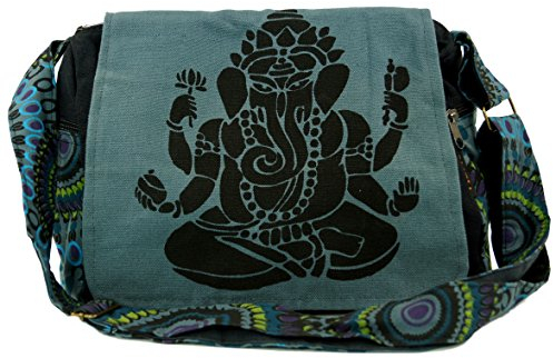 GURU SHOP Schultertasche, Hippie Tasche, Goa Tasche - Grau, Unisex - Erwachsene, Baumwolle, 23x28x12 cm