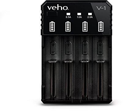 Veho Pebble V-1 USB Battery Charger | X4 Channels | Over-Charging Protection | Anti-Reverse Charging | LED Display | Black (VPP-011-V1)