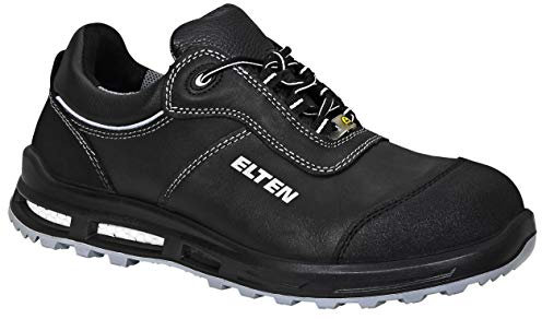 ELTEN Sicherheitsschuhe REACTION XXT Low ESD S3, Damen und Herren, Leder, Kunststoffkappe (leichter als Stahlkappe), leicht, robust, Schwarz/Grau, Größe: 39