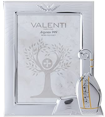 Valenti&Co - Cornice Portafoto in Argento cm 13x18. Perfetta Come Idea Regalo per ricorrenza Come Cresima nella Famiglia di Amici o parenti