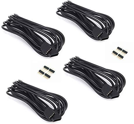 4 pcs/pack black 3M 9.84ft 4 Color RGB Extension Cable LED Strip Connector Extension Cable Cord Wire 4 Pin LED Connector for SMD 5050 3528 2835 RGB LED Light Strip ,rgb wire,rgb extension cable