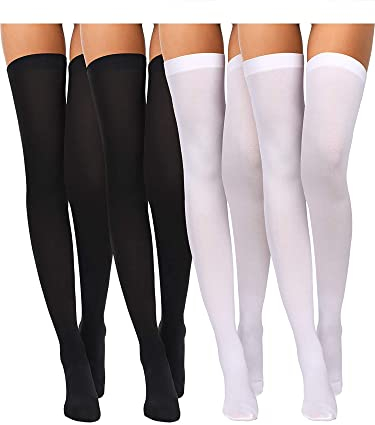 4 Medias de Nylon (Negro, Blanco)