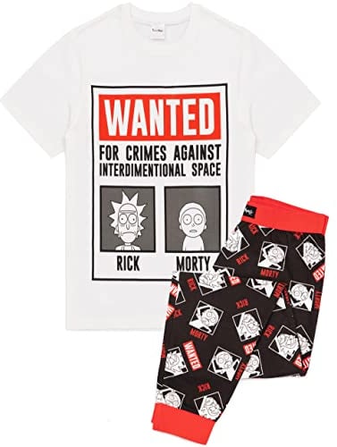 RICK AND MORTY Wanted Men's Pyjamas Poster T-Shirt and Lounge Pant's
