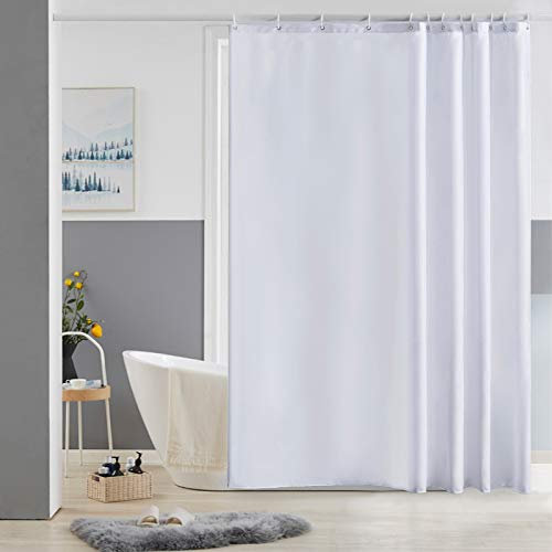 Furlinic Cortina Ducha Antimoho Impermeable Tela Poliester Blanco Cortinas Baño Originales Lavables 180x180cm con 12 Anillas Cortina Ducha