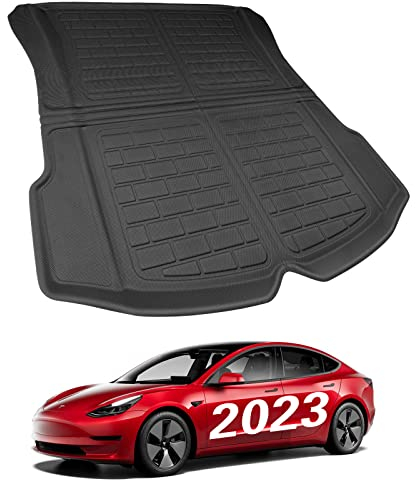 BASENOR RHD Trunk Mat Tesla Model 3 Floor Mats 3D All Weather Boot Liner Right Hand Drive Rear Cargo Mat Anti-Slip Waterproof Car Liner Tesla Model 3 Accessories 2019-2025