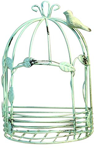 TentHome Pflanzkorb hängend Metall Blumenkorb Wandkorb Pflanzen Wandtopf Vintage Wandtopfhalter Wandblumenhalter Blumentopf Blumenregal draußen Landhausstil Wanddeko Garten L, antikes grün