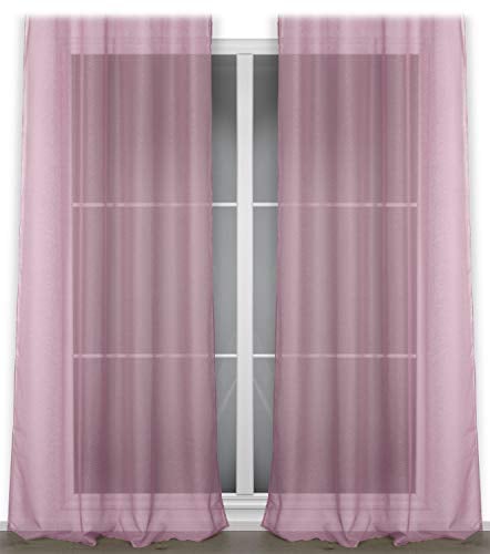 BEAUTEX Vorhang mit Ösen oder Kräuselband, transparente Gardine Dolly, Farbe und Größe wählbar (Ösenschal - Breite 140 cm - Höhe 240 cm - 2 Stück - Altrosa)