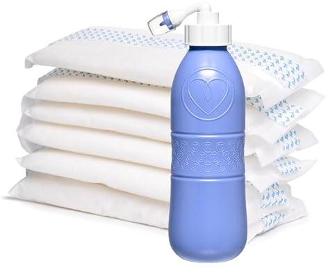 First Days Maternity Instant Perineal Cold Packs and Peri Bottle Duo, Postpartum Essentials, Easy-to-Use, 6 Instant Cold Packs with a Peri Bottle