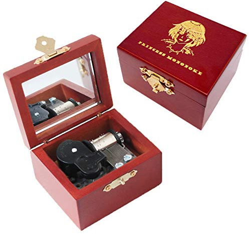 Youtang Spieluhr aus geschnitztem Holz, Spieluhr, Aufziehmechanismus, Geschenk für Weihnachten, Geburtstag, Valentinstag (Prinzessin Mononoke, Silber)