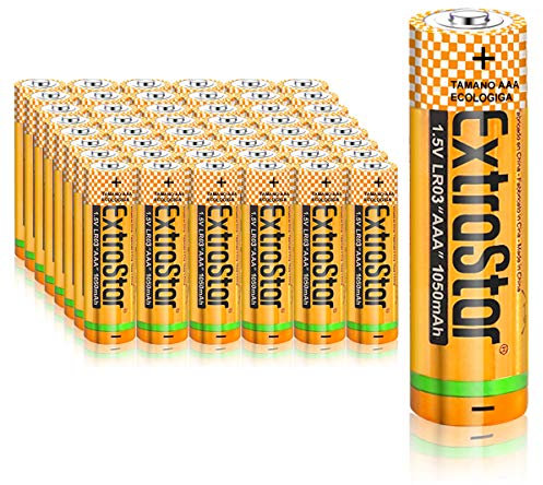 Extrastar Pilas Alcalinas AAA Baterías LR03 para Linternas, Relojes, Mandos a Distancia, Juguetes-48 Unidades de 1.5V