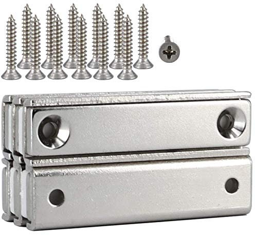 Starke Neodym Magnete Quadratische Magnet Leiste 20KG - Mit Bohrung Senkung - M3 Schraube - Topfmagnet Magnetleiste zum Anschrauben - Festschrauben - Quader Magnetquader [6 Stück] - [50x13,5x5mm]