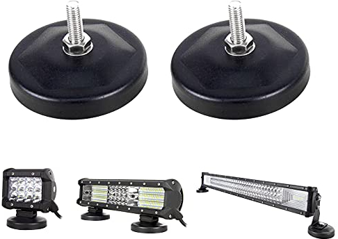 RIGIDON 2 Pcs 75mm led arbeitsscheinwerfer led lichtleiste halterung, Universal Magnetische Pkw-Dachhalterung, starke magnetische Arbeitslicht-Halterung für Offroad auto ATV, LKW, KFZ, (Modell A)