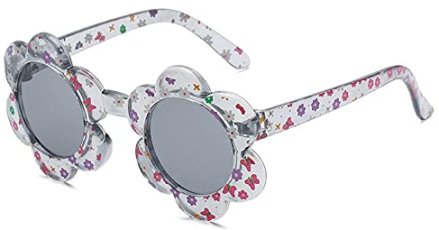 WQZYY&ASDCD Sonnenbrille Herren Damen Cartoon Schöne Bunte Blumen Hochwertige Brille Strahlenschutz-Transparent_Grey_Cn