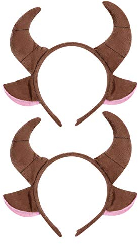 FOMIYES 2 Stück Tier-Stirnband, Stierhörner, Cosplay, Stierohren, Stirnband, Plüsch, Stierhorn, Haarband, Hase, Stofftiere, Haarbänder für Damen, Haare, Horn, Ohren, Kindertuch, gelbes Horn, die Kuh