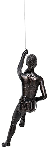 Kelendle Kletterfrau Skulptur – weibliche Klettererin Wandkunst mit verstellbarem Eisendraht für Zuhause und Büro Dekoration (Bronze links klettern)