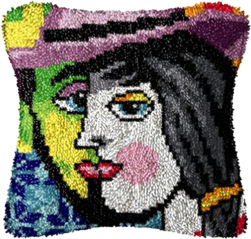 ROCKY&CHAO Kit fai da te con chiusura a gancio, federa per cuscino da divano, kit per lavori artigianali, ricamo, tappeto, cucito, federa per cuscino 43,2 x 43,2 cm