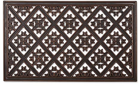 DII Rubber Doormats Collection All Weather, 18x30, Brown Diamond Lattice