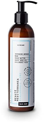 Mascarilla para el Pelo con Ácido Hialurónico - 300 ml - Efecto Reparador - Ideal para Cabello Seco y Dañado - 100% Vegana - Beauté Mediterranea Intensive Repair Mask