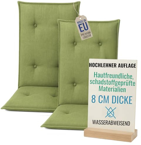 Pillows24 Hochlehner Auflagen 2er Set 120x50x8cm, Wasserabweisend & UV-fest