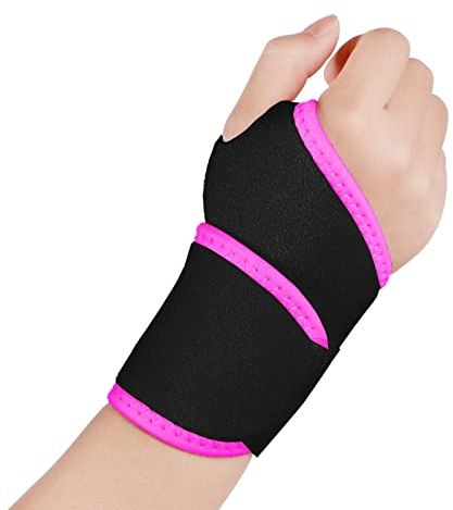 yeloumiss Wrist Support Brace 2 Pack Adjustable Wrist Strap Carpal Tunnel Wrist Support for Sports Protecting Arthritis Tendinitis Pain Relief, One Size Fits Left or Right Hand (Rose)