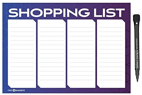 Erasable, Dry Wipe, Magnetic Shopping and Grocery List for Fridge, Kitchen, Refrigerator, Home, and Whiteboard