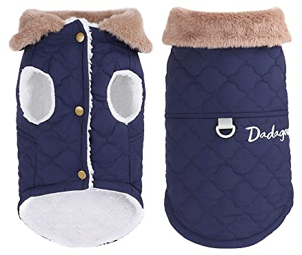 Wasserdichter Hundemantel Winter - Warme Winterjacke Mit Weichem Fleece und D-Ring für Kleine, Mittlere und Große Hunde (M, Marineblau)