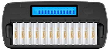 XCC Batterie Rechargeable 5 Microphone KTV de Grande capacité Ensemble de Chargeur spécial Multi-emplacements pouvant être chargé 7 Five Seven (Color : 12 Slots)